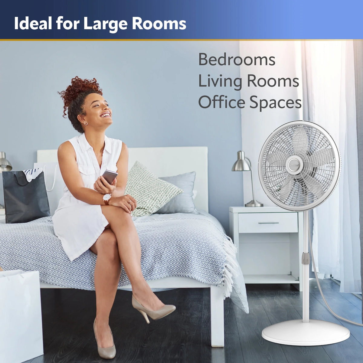 18" Oscillating 3-Speed Pedestal Fan, White Y49209