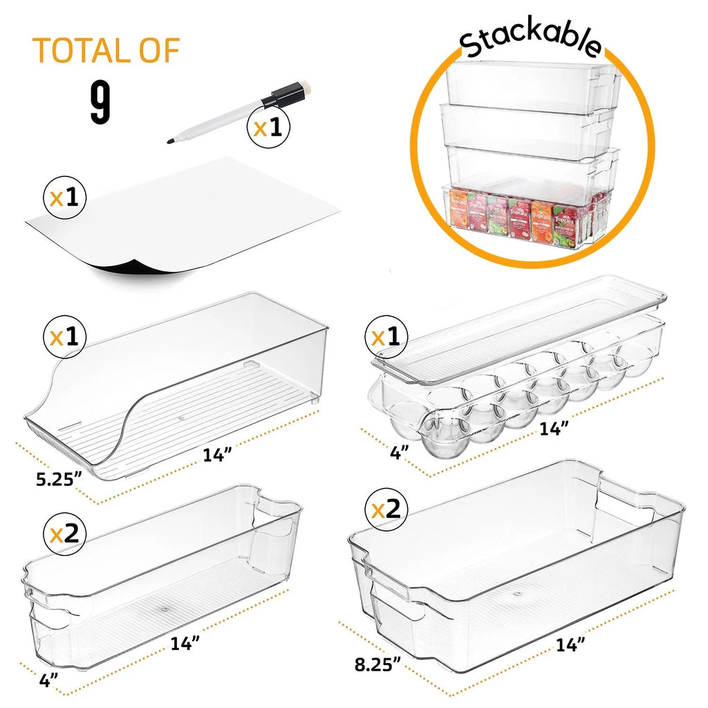 Clear 9 Piece Set Stackable Storage Bins A51154