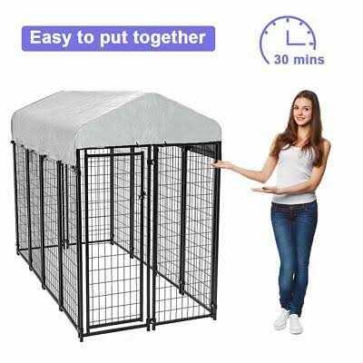 8 x 4 x 6 ft Heavy Duty Metal Dog Kennel Y289
