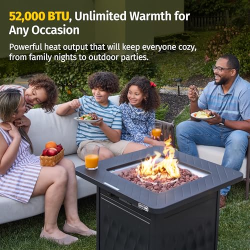 28'' 50,000 BTU Steel Propane Fire Pit Table with Lava Rock, Black M38226