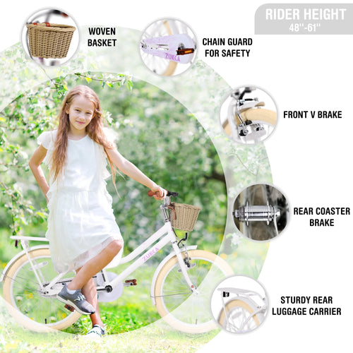 20" Kids Bike with Woven Basket White H90626