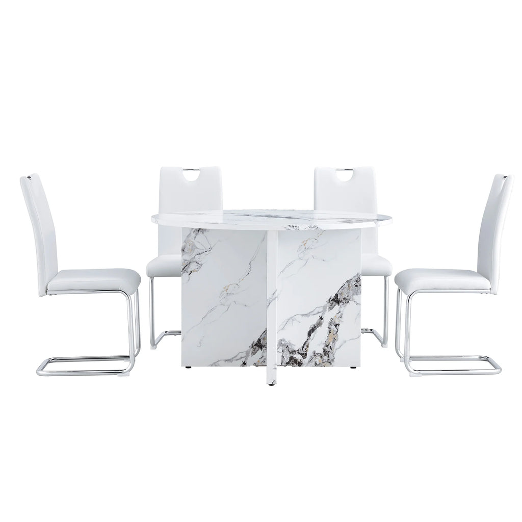 5 Piece 47 Inch Round MDF Dining Table Set B9875