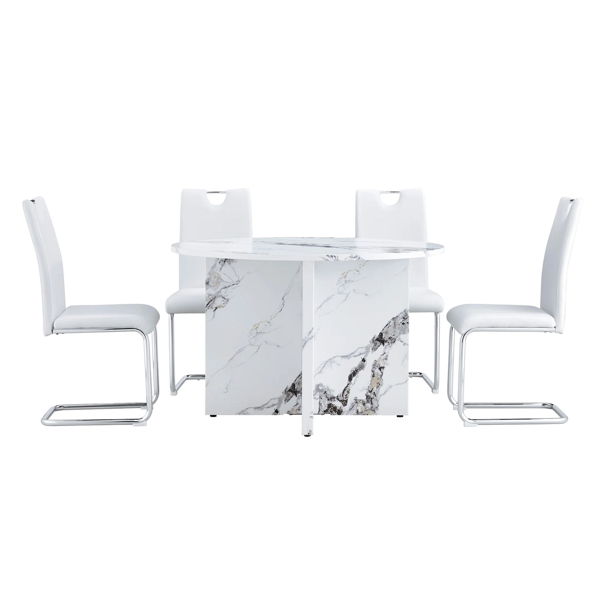 5 Piece 47 Inch Round MDF Dining Table Set B9875