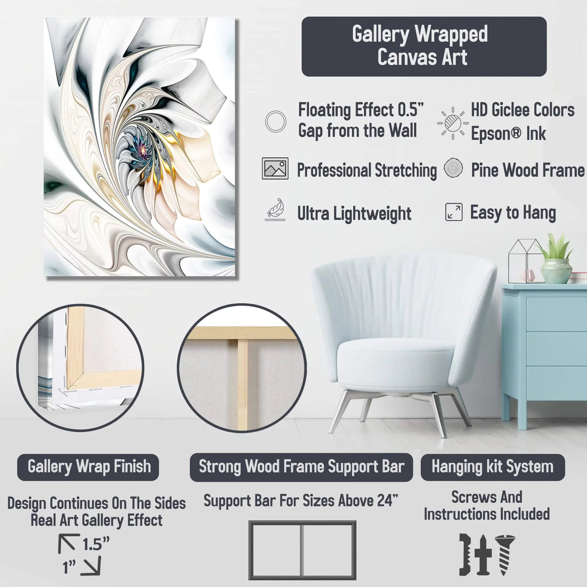 Abstract Liquid Ink Multipanel Wall Decor 48 In. Wide X 28 In. High A6898