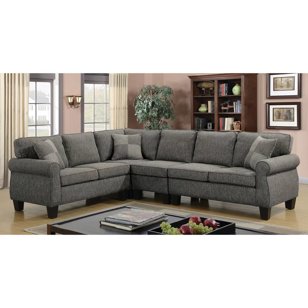 Dark Grey L-Shaped Sectional Sofa D814646