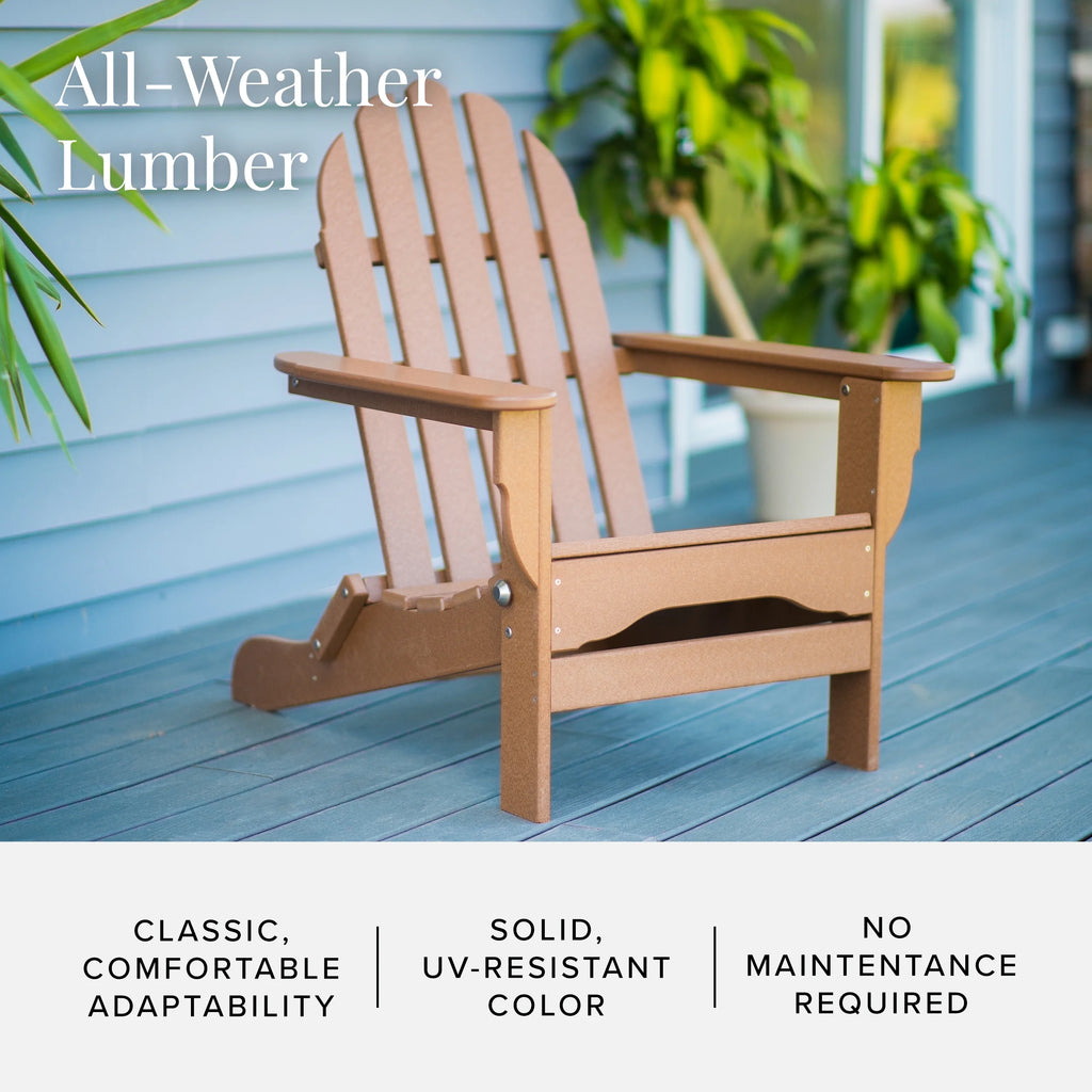 12-Pc Folding Adirondack Chair Set with Ottomans and Side Tables D933