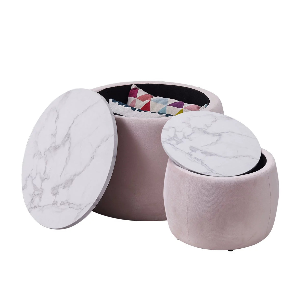 Round Storage Side Table Set of 2 Pink H476553