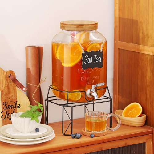2 Gallon Glass Beverage Dispenser with Stand Q61317