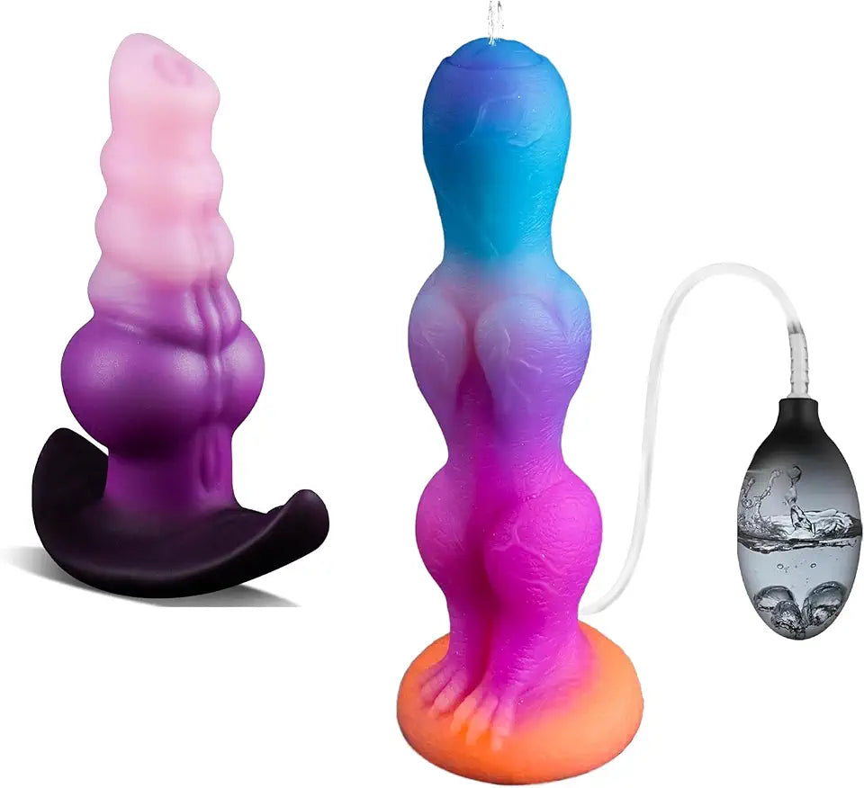 6.3" Butt Plug & 8" Ejaculating Knotted Dildo J7061