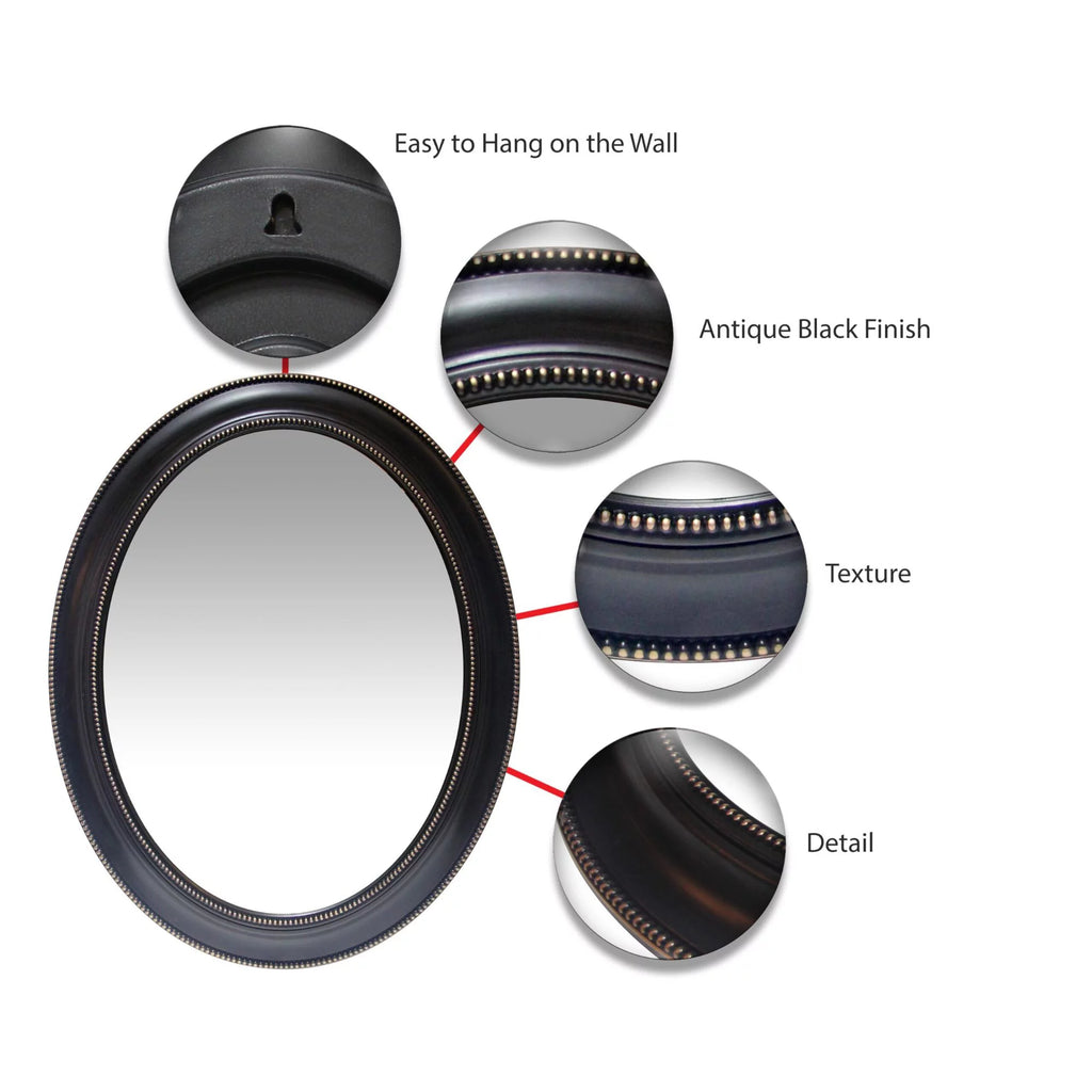 Black and Gold Oval 30-inch Wall Mirror E174