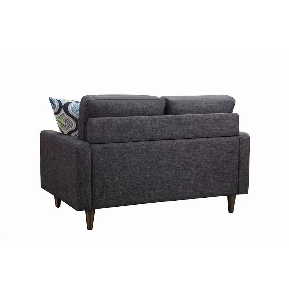Gray Fabric Upholstered Wooden Loveseat with Tufted Back Y397801