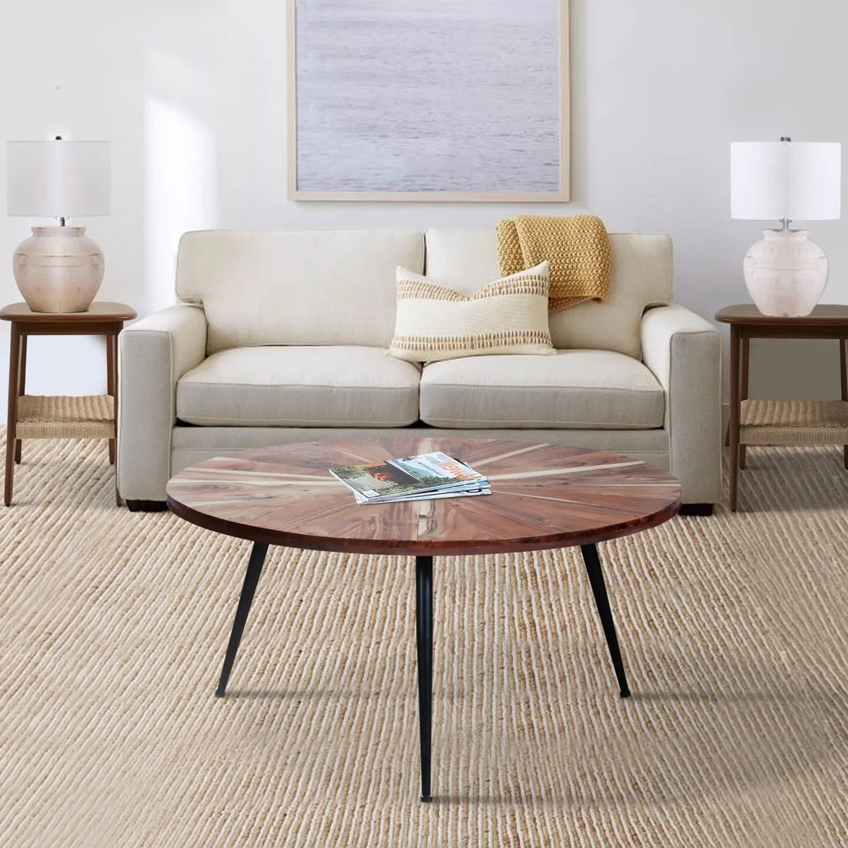 31 Inch Round Mango Wood Coffee Table B474