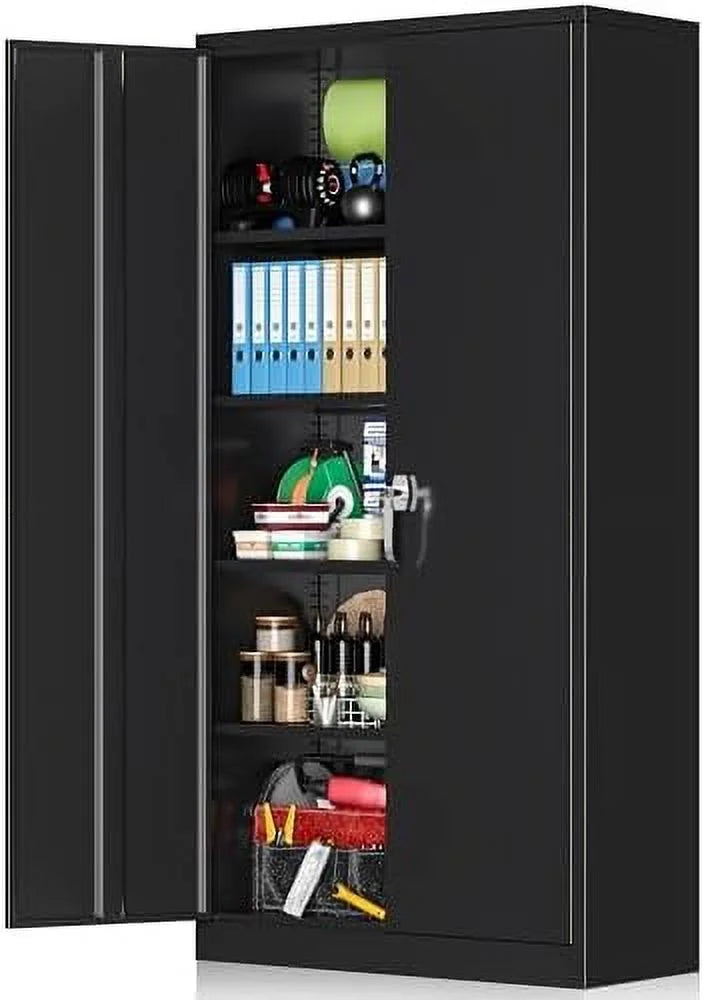 72" Steel Locking Garage Cabinet with Doors and Shelves Y289