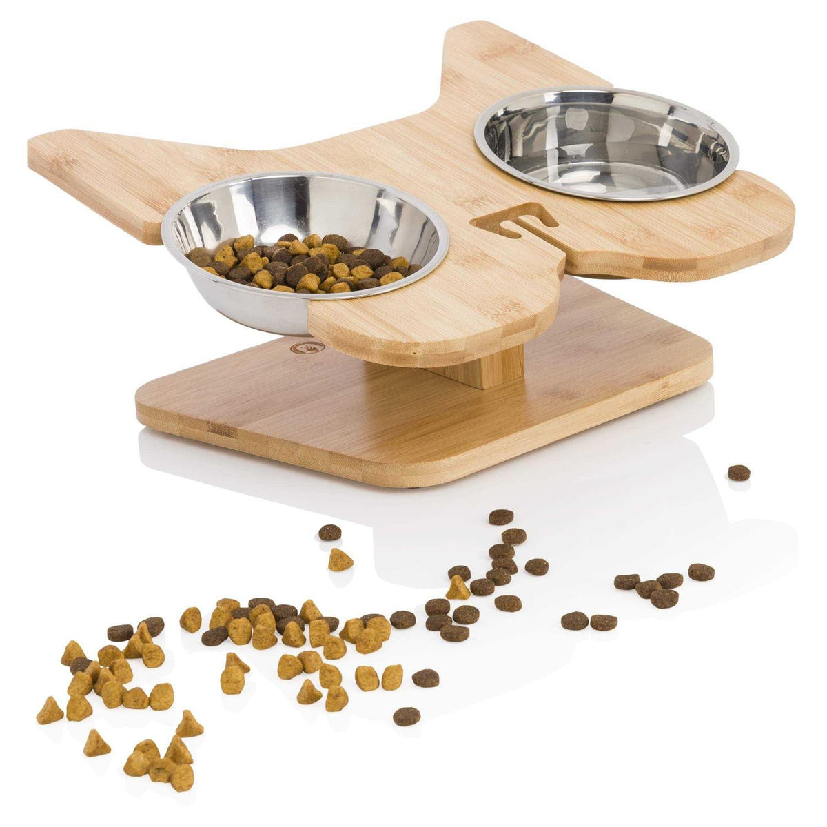 Elevated Dog Bowl Stand with Stainless-Steel Food and Water Bowls X57552