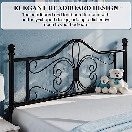 Full Size White Metal Bed Frame with Headboard and Footboard G4520