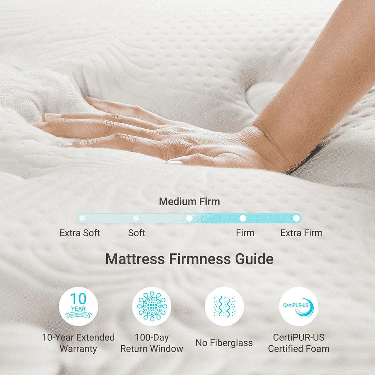 Full Size 10 inch Hybrid Mattress, Memory Foam Pillow Top C4516