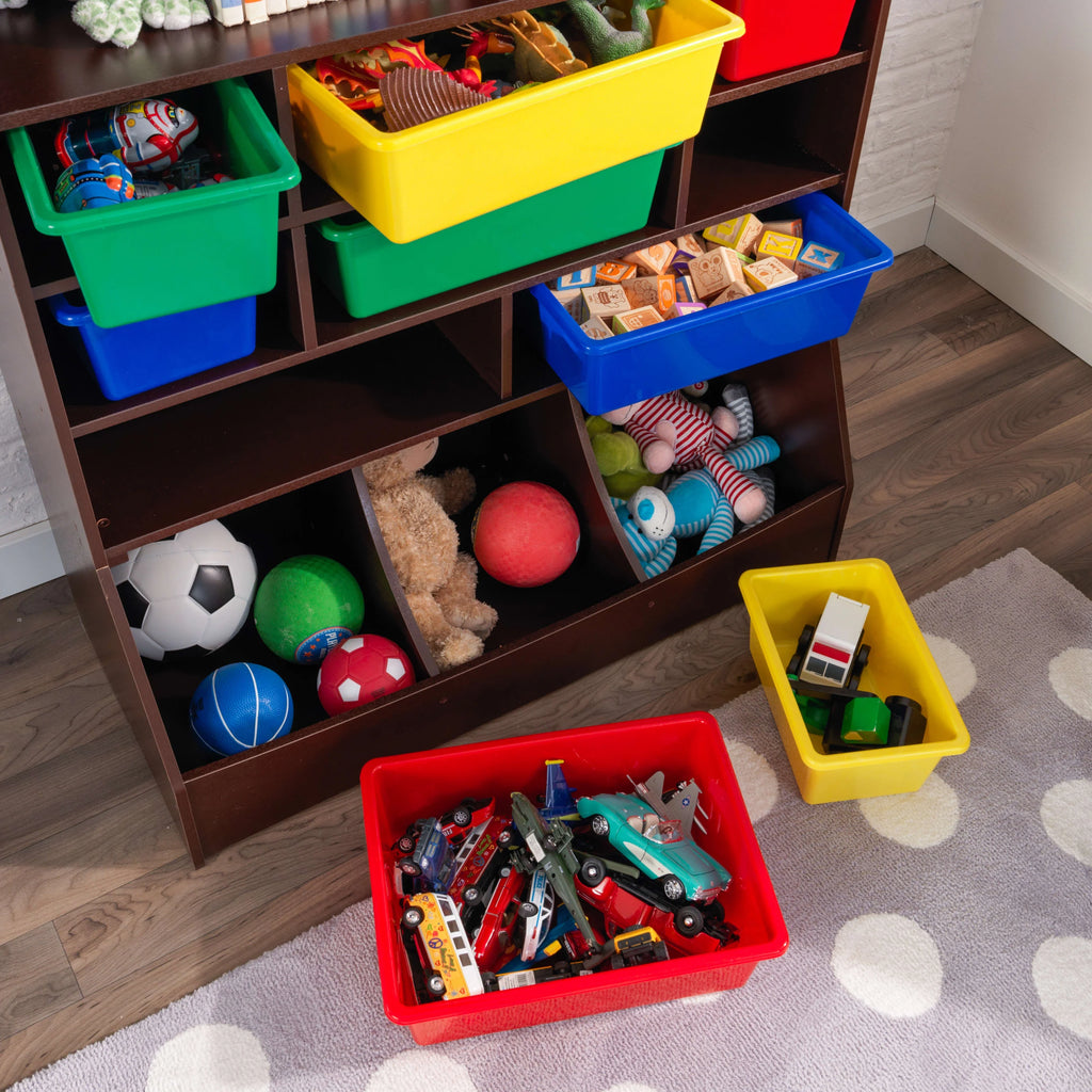 Wood Wall Storage Unit Organizer with 8 Bins V437731