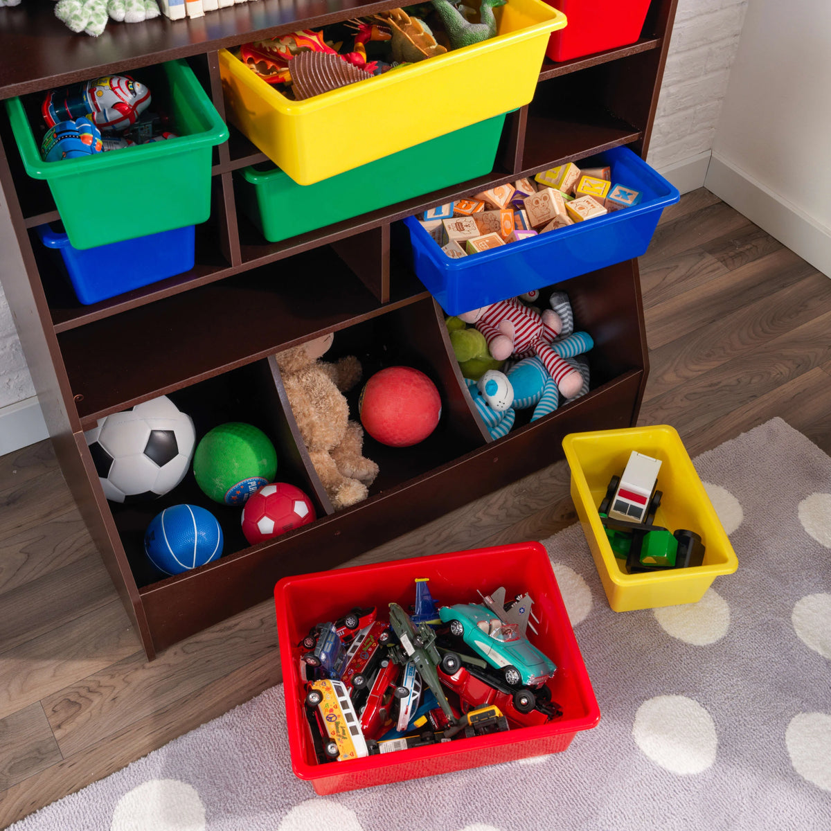 Wood Wall Storage Unit Organizer with 8 Bins V437731