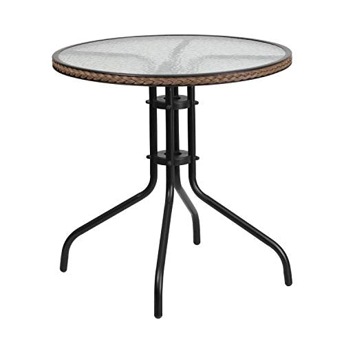 3-Piece Patio Dining Set with Glass Table and 2 Stackable Chairs M478616