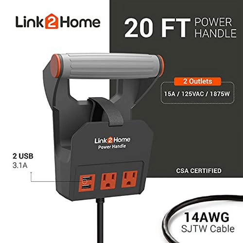 20 ft 14AWG 2 Outlets Extension Cord B450429