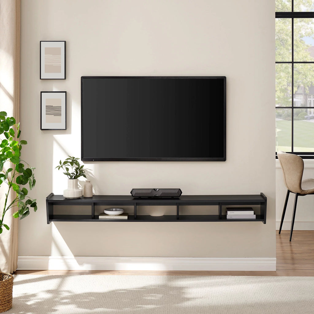 Solid Black Floating TV Stand O88506