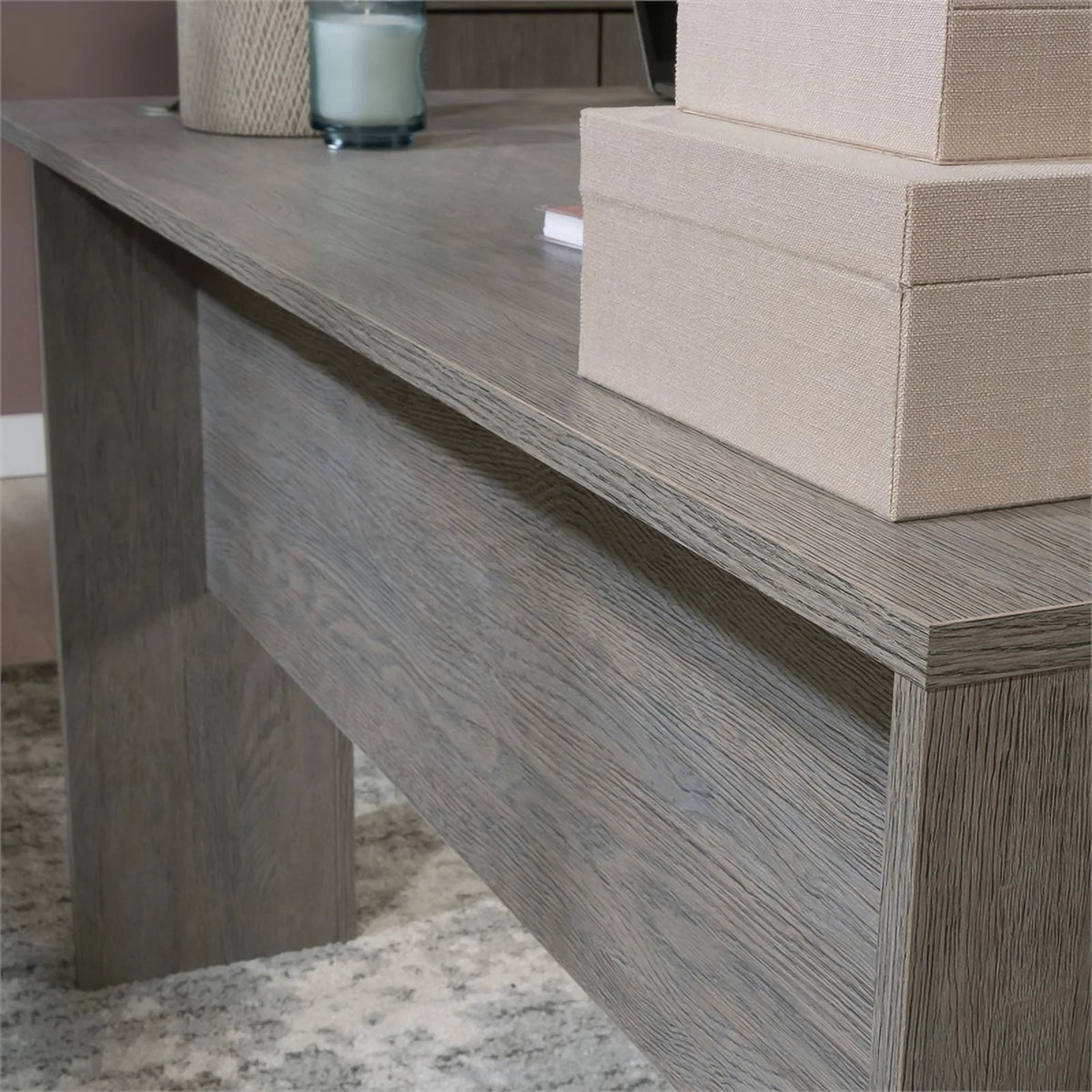 Contemporary L-Desk in Ashen Oak Finish B1239