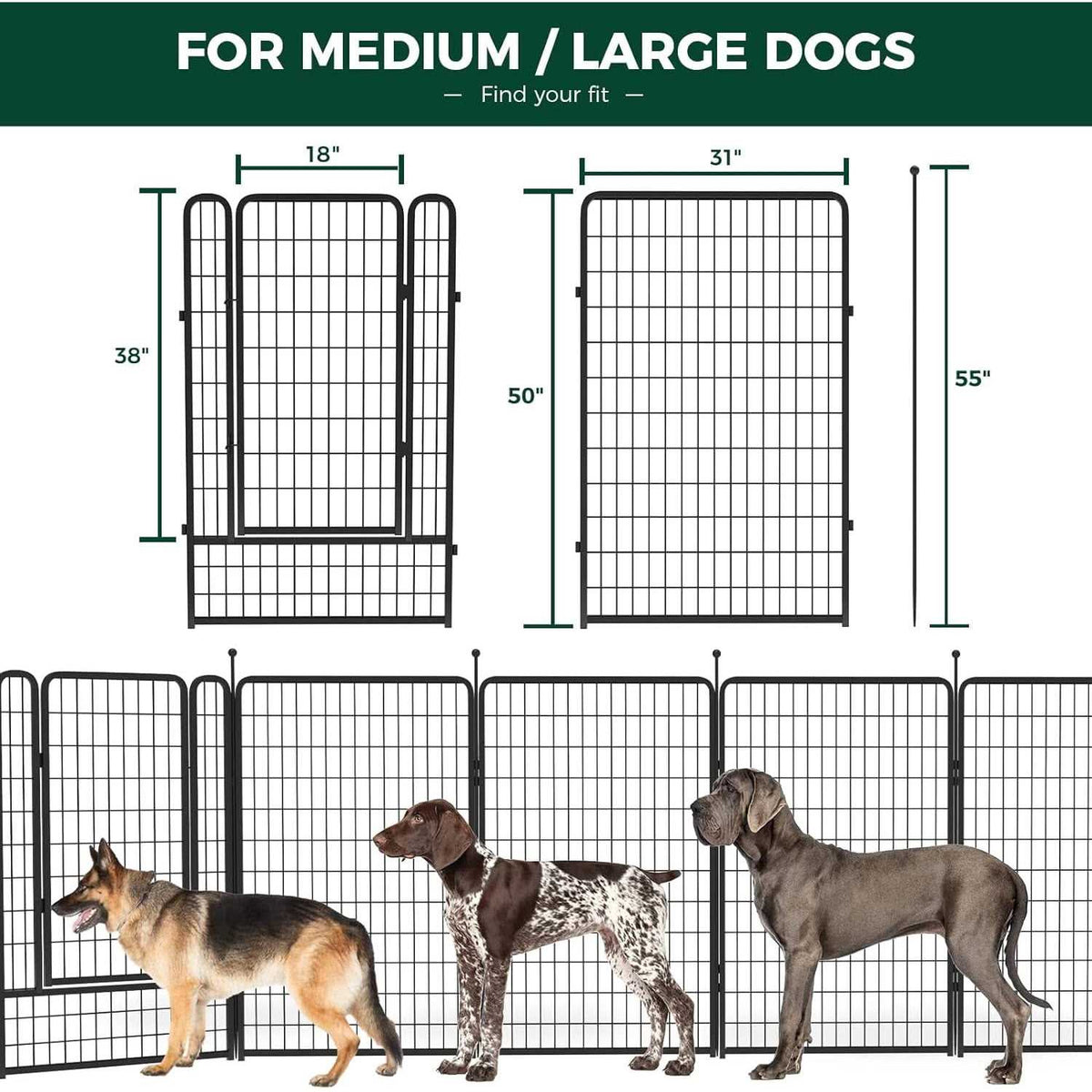 Dog Playpen Outdoor Panels with Doors N3423