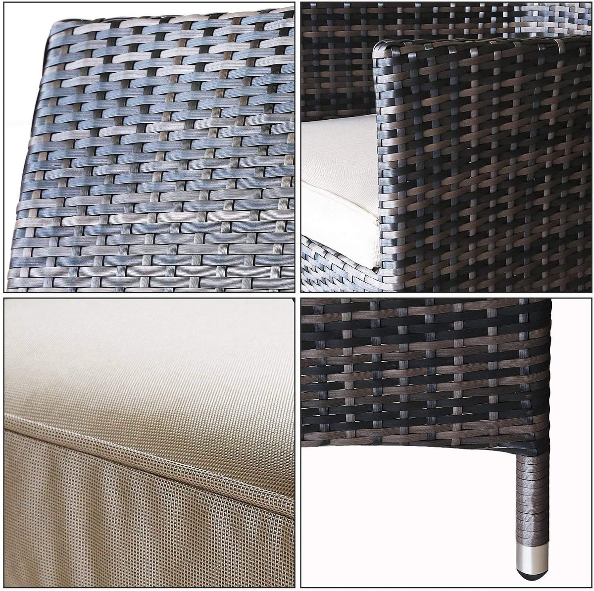 7 Pcs Wicker Patio Dining Set with Umbrella Hole R887991