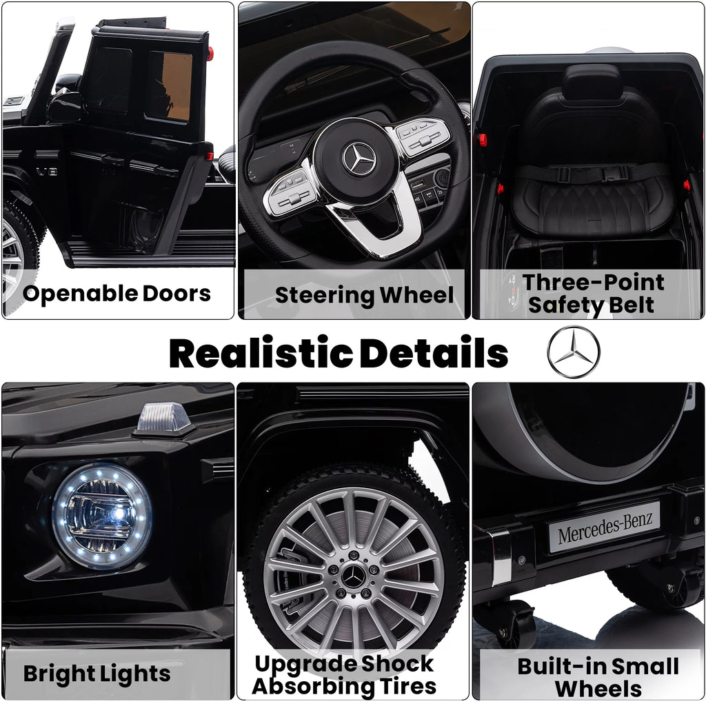 24V Remote Control Battery Powered Ride On Car with Bluetooth MP3 LED Lights Black W3004