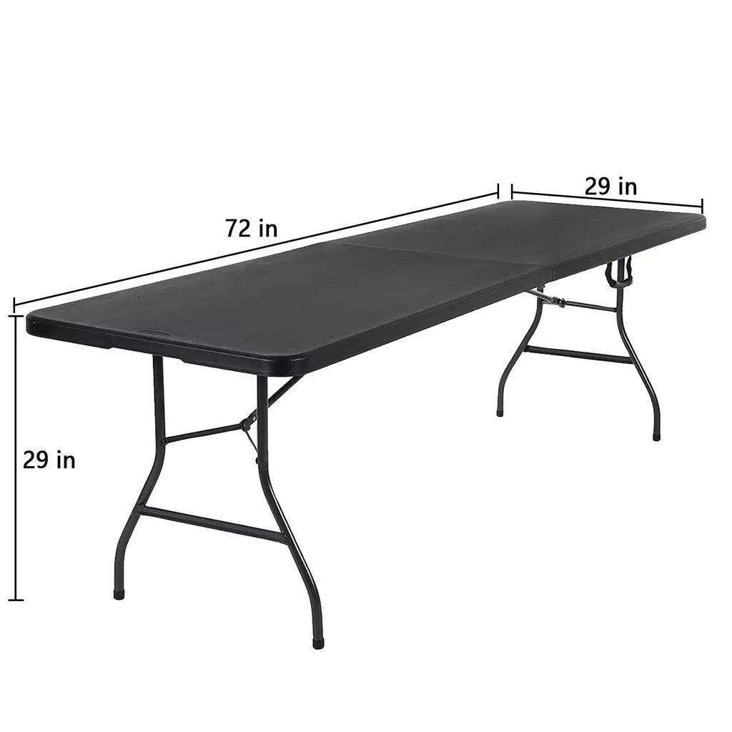 6 ft Rectangular Black Plastic Folding Table I7104