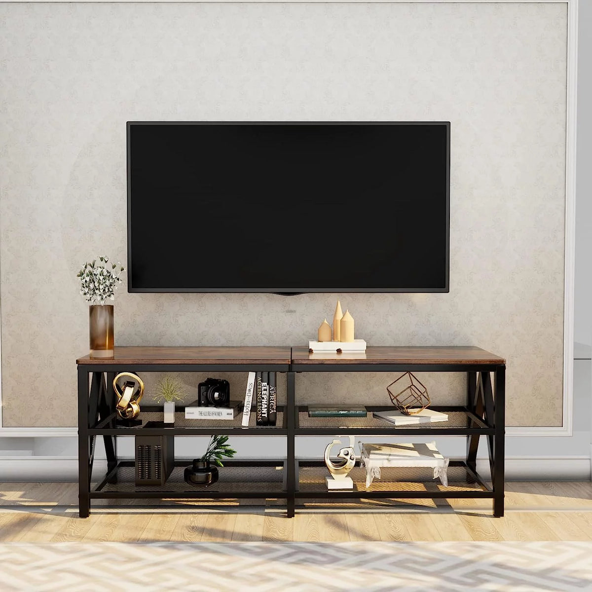 60 65 Inch 3-Tier TV Stand with Metal Frame R439589