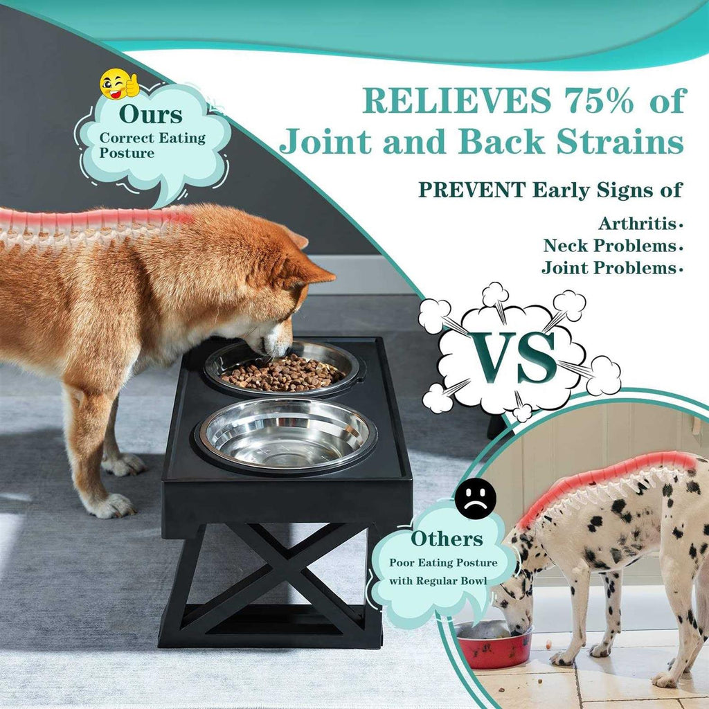 Adjustable Elevated Dog Bowl Stand with Slow Feeder Bowl L771029