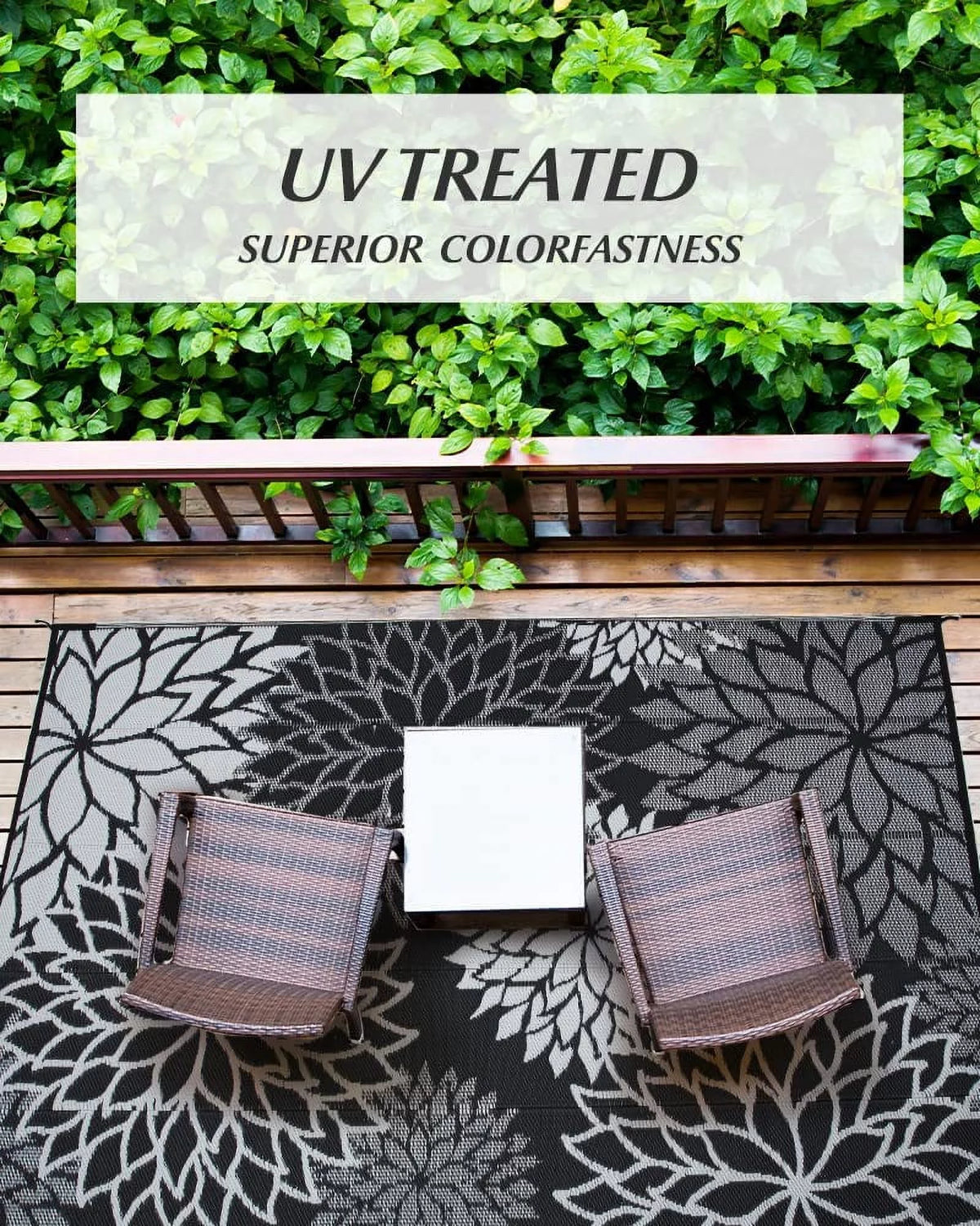 6'x9' Waterproof Reversible Floral Outdoor Rug W528