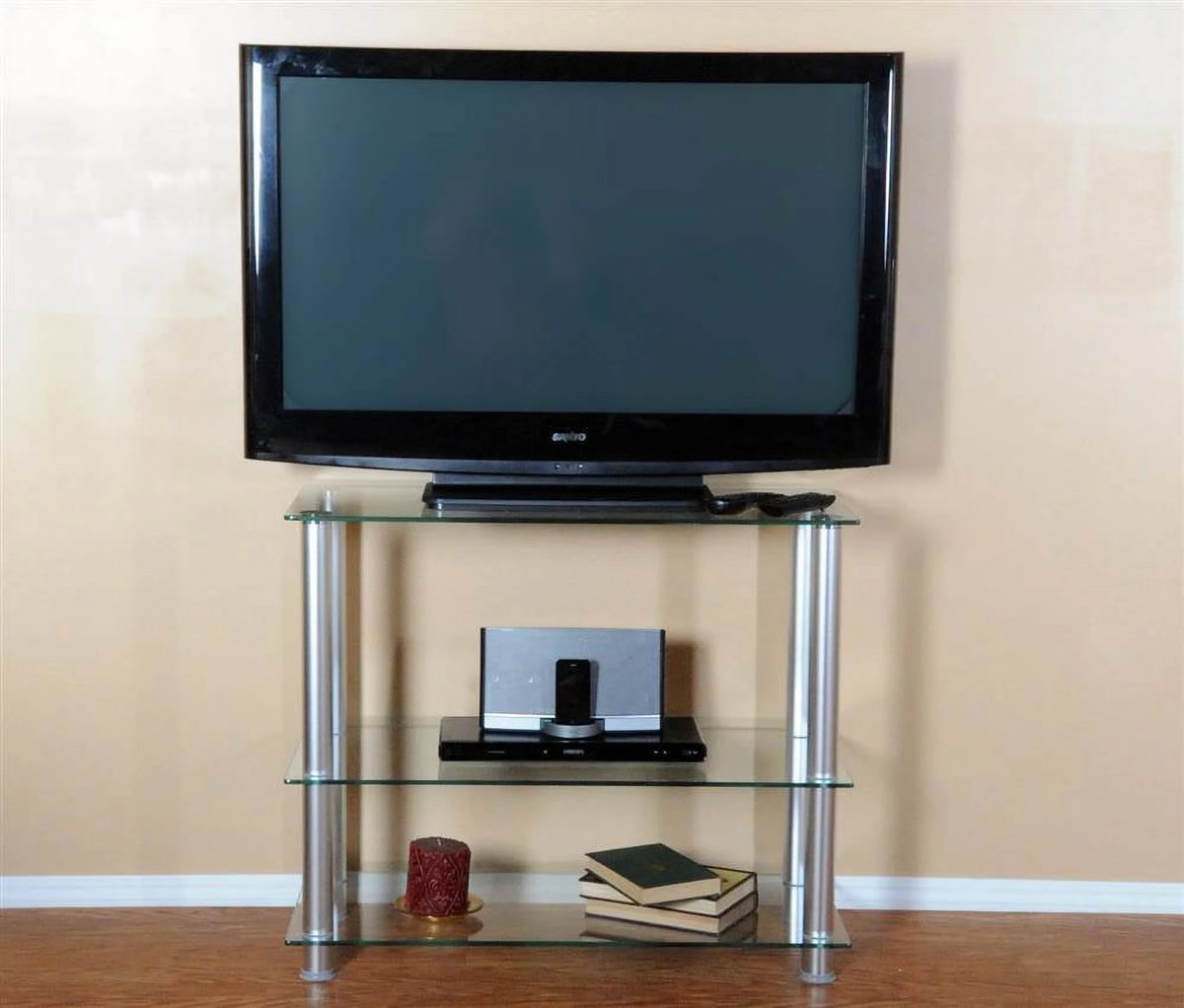 42 in. Glass and Aluminum TV Stand O41965