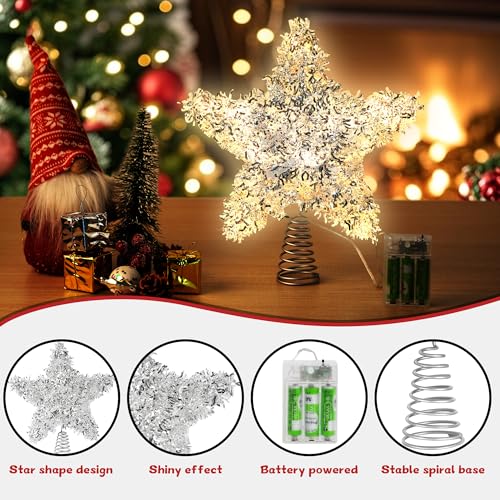 Rattan Christmas Tree Topper Star with 50 LED Light U8626