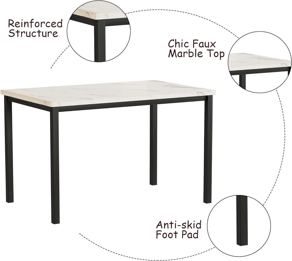 Dining Table Set for 4 with 4 PU Leather Chairs F892