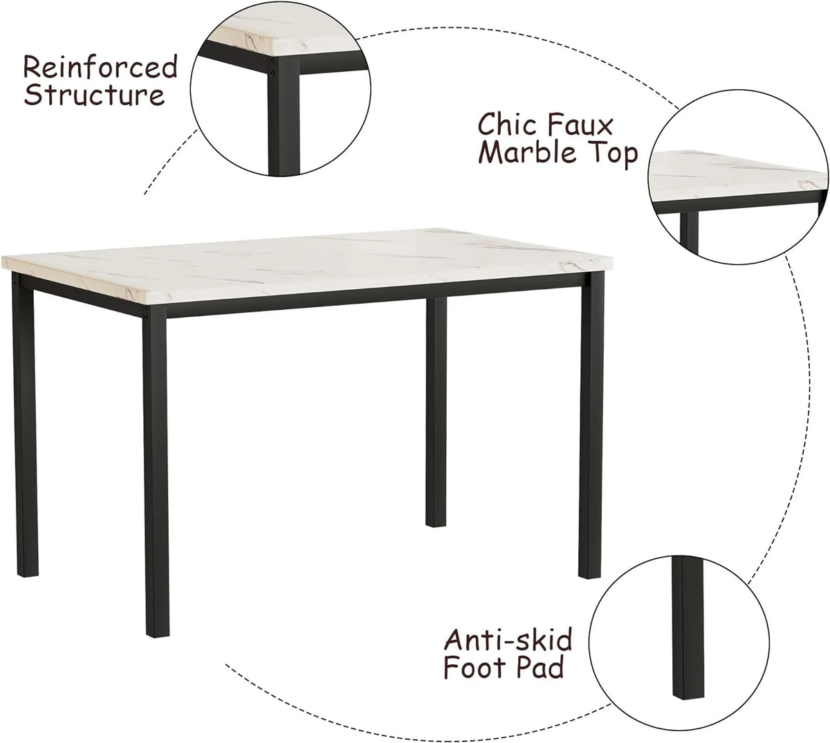 Dining Table Set for 4 with 4 PU Leather Chairs F892