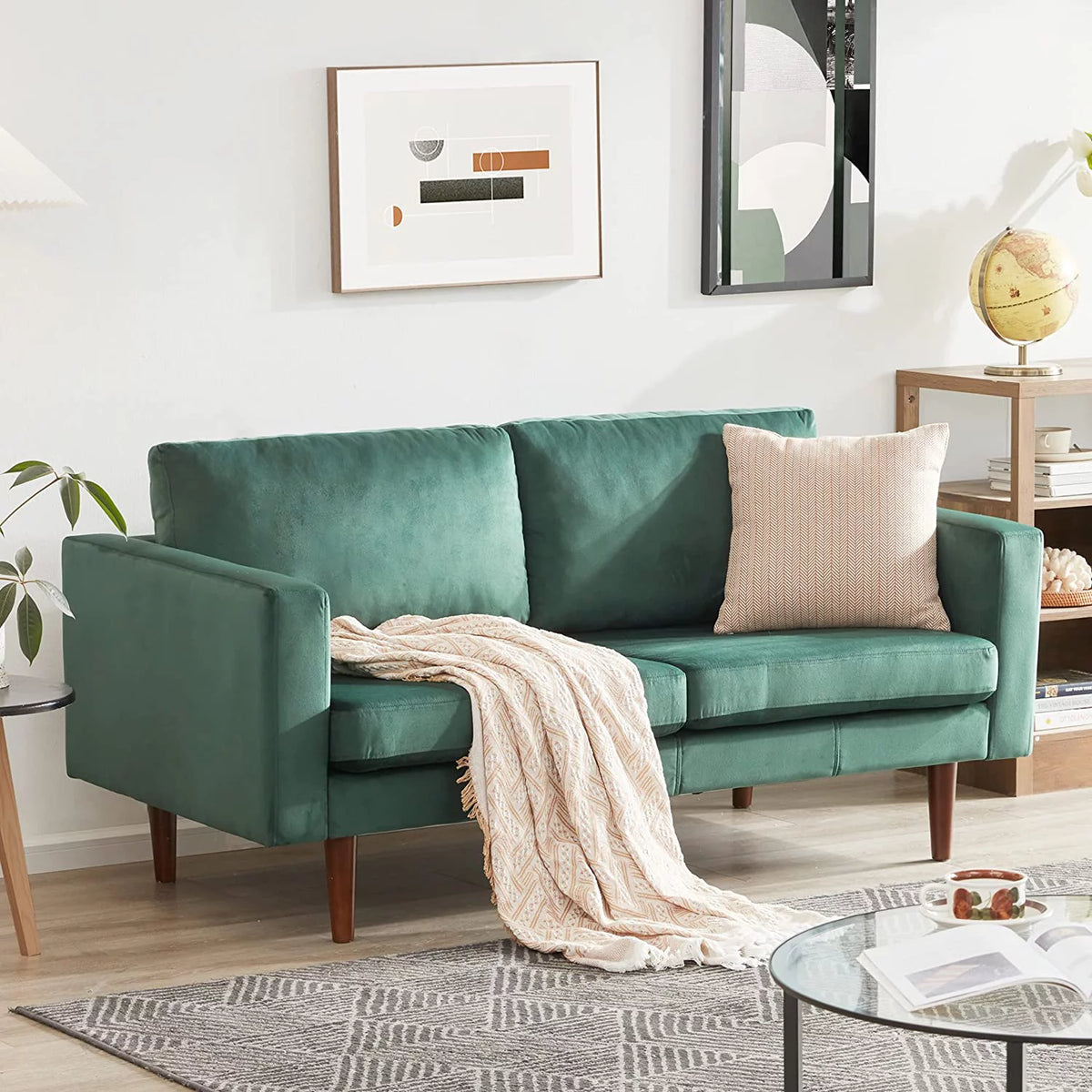 65" Faux Leather Loveseat Sofa with Solid Wooden Frame and Padded Cushion H3819