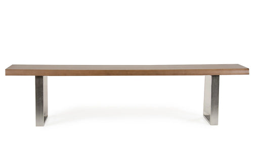 17-inch Walnut Wood and Steel Dining Bench Y8065