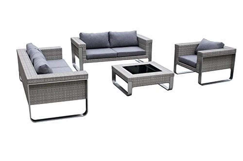4 Piece Rattan Wicker & Aluminum Patio Furniture Set F630497