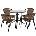 3-Piece Patio Dining Set with Glass Table and 2 Stackable Chairs M478616
