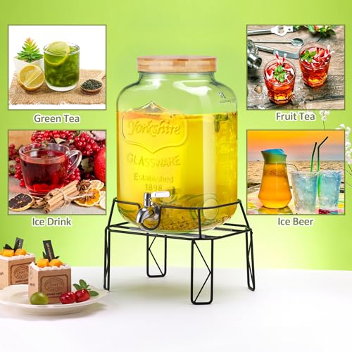 2 Gallon Glass Beverage Dispenser with Stand Q61317