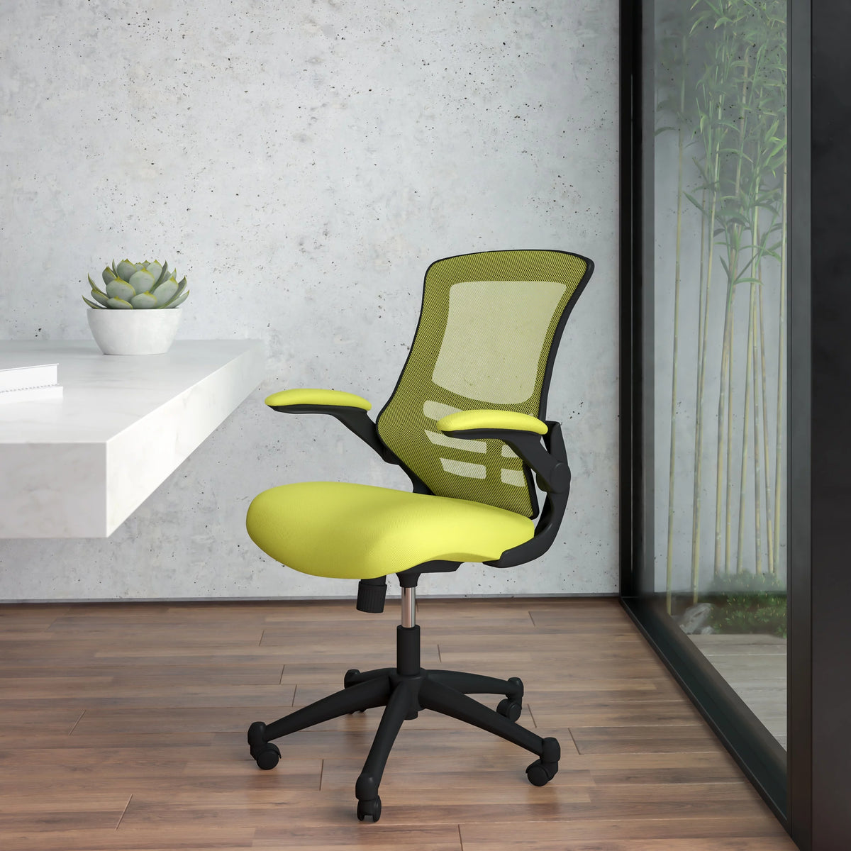 Blue Mesh Ergonomic Task Office Chair with Flip-Up Arms J257