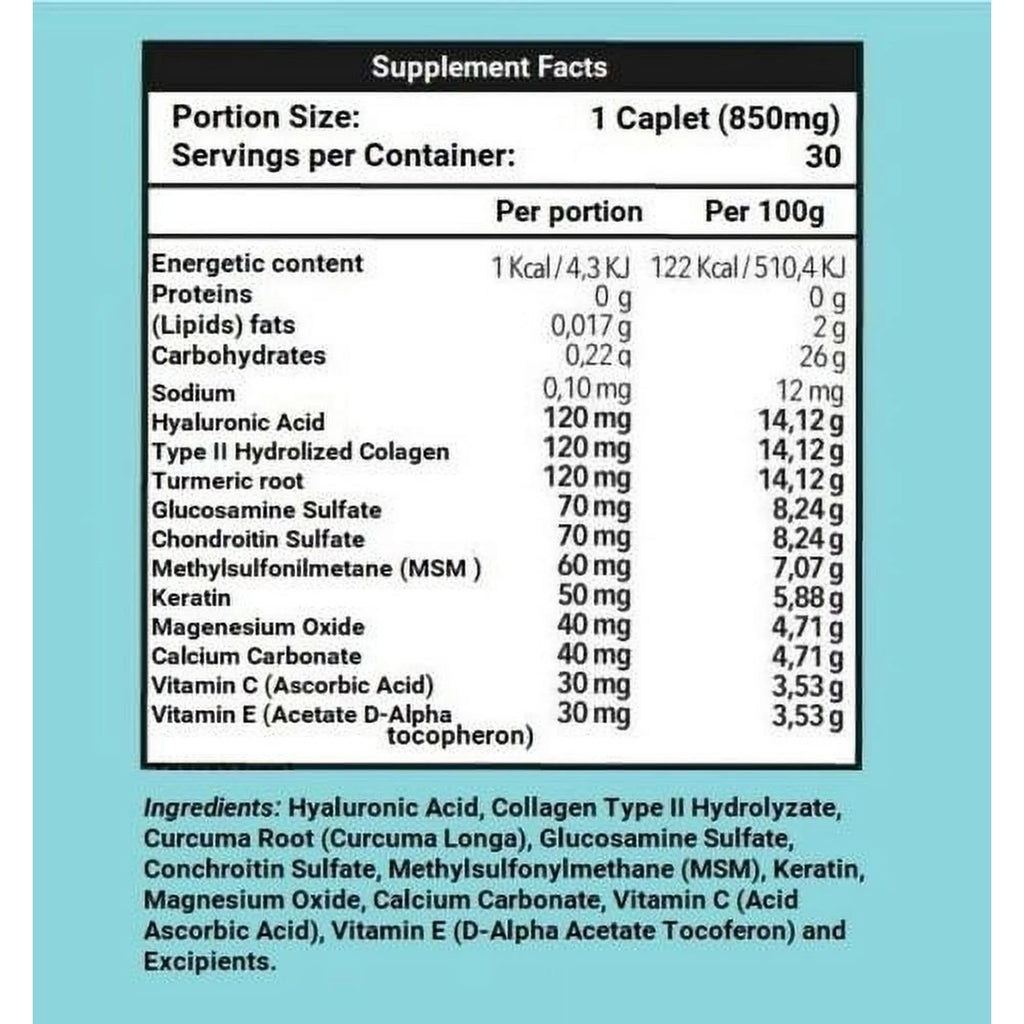 30 Caplets 850 mg + Hyaluronic Acid 100 ml Q3188