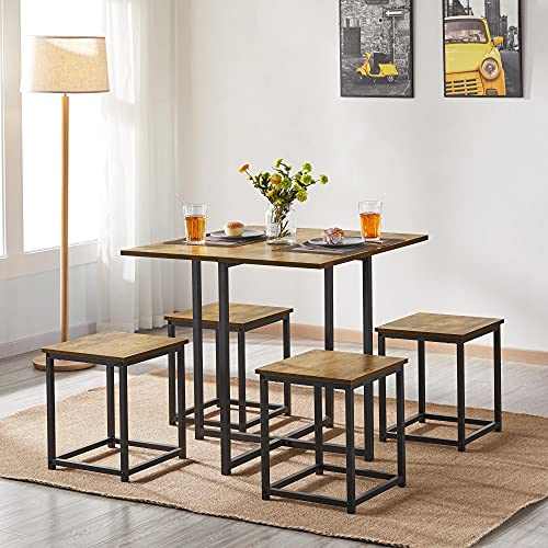 Industrial Dining Table Set for 4 with 4 Stools P512