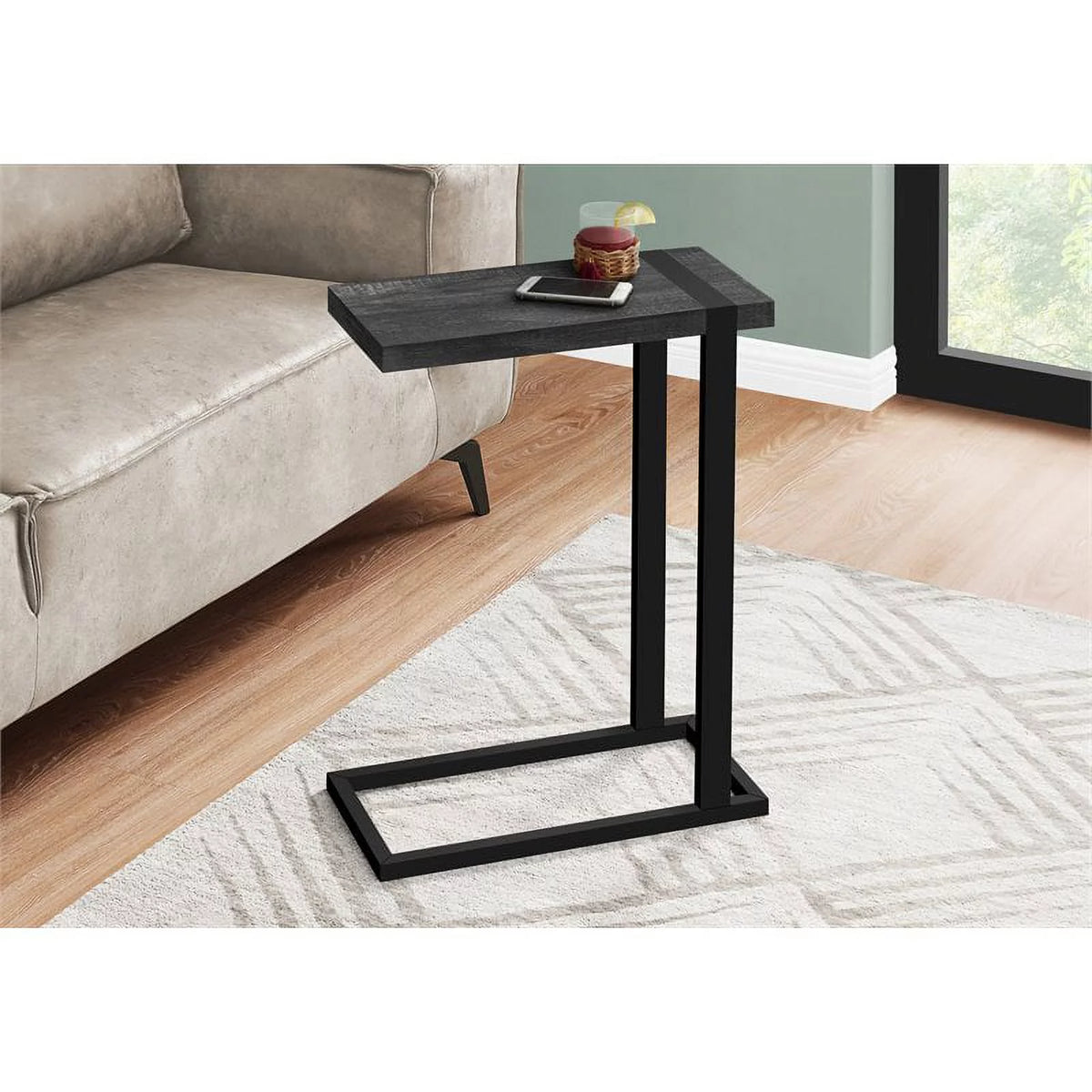 Black Rectangular Farmhouse Wood Side Table J81450