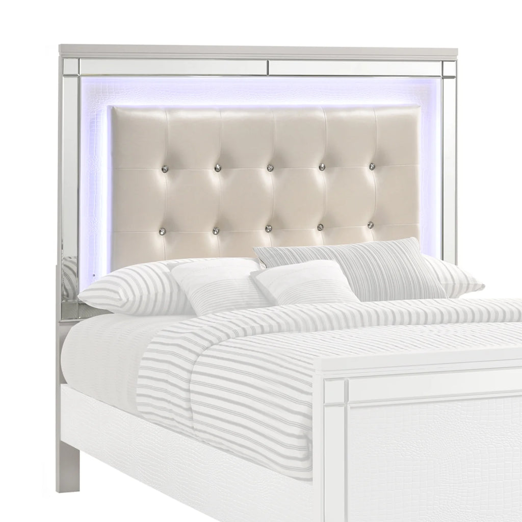 Modern White Full Size Wooden Headboard with LED H7299