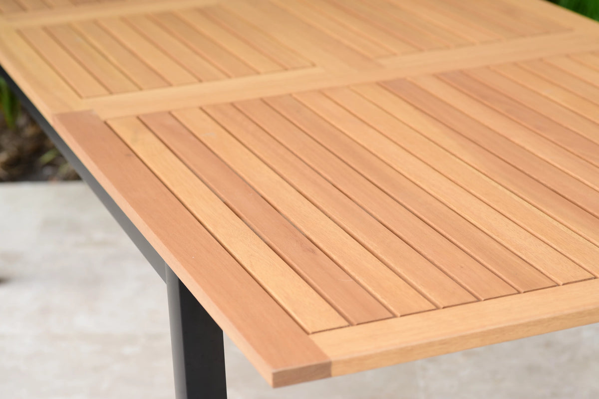 Teak Finish Aluminum Extendable Rectangular Patio Table D476