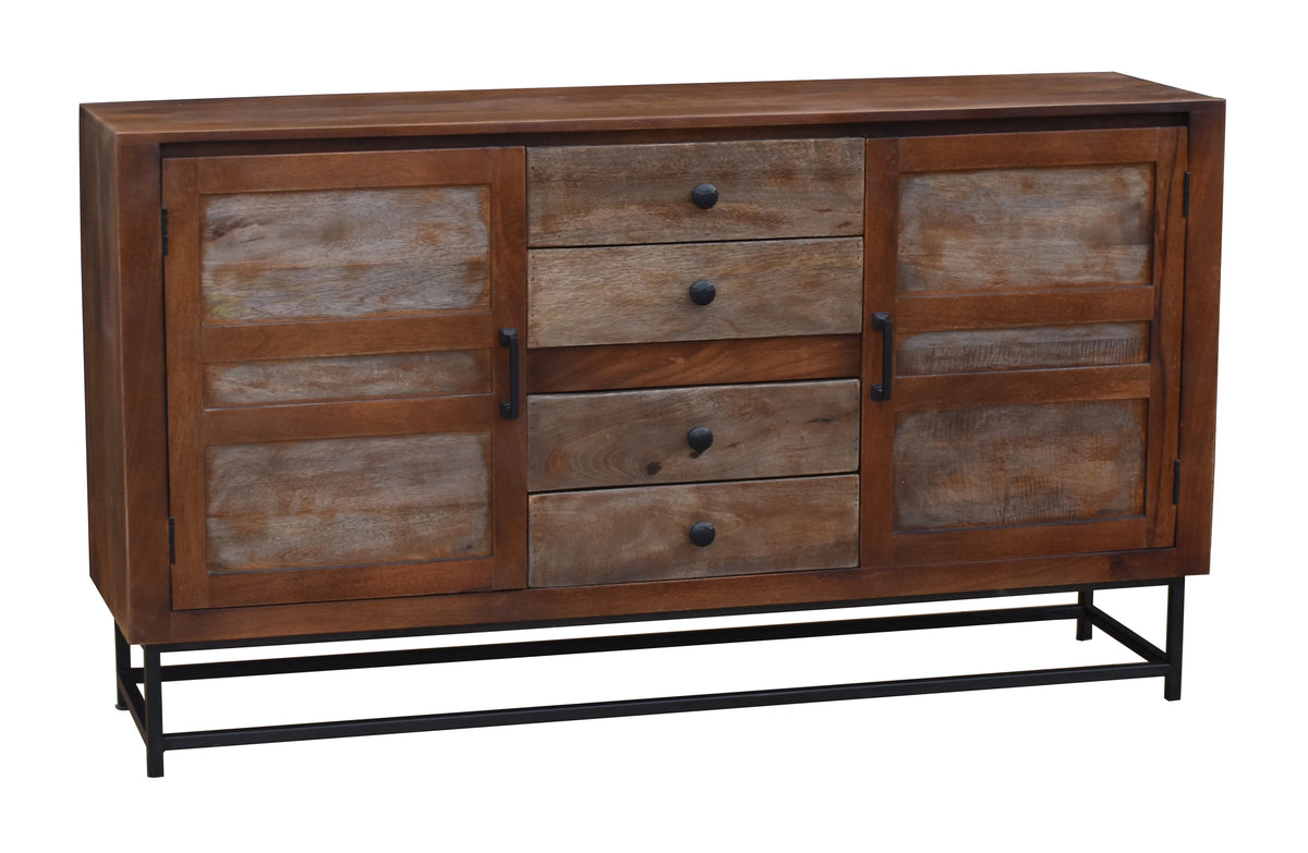 Recycled Mango Wood Sideboard with 4 Drawers and 2 Doors Z295