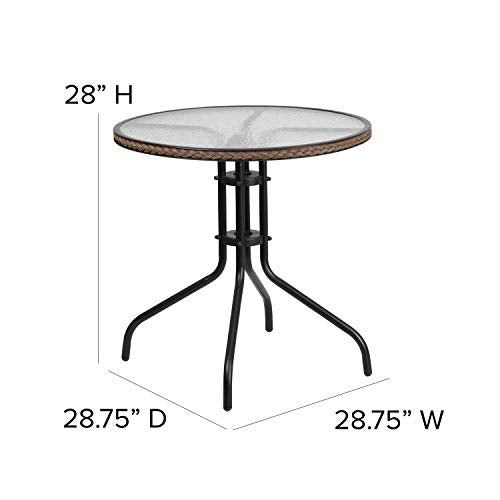 3-Piece Patio Dining Set with Glass Table and 2 Stackable Chairs M478616